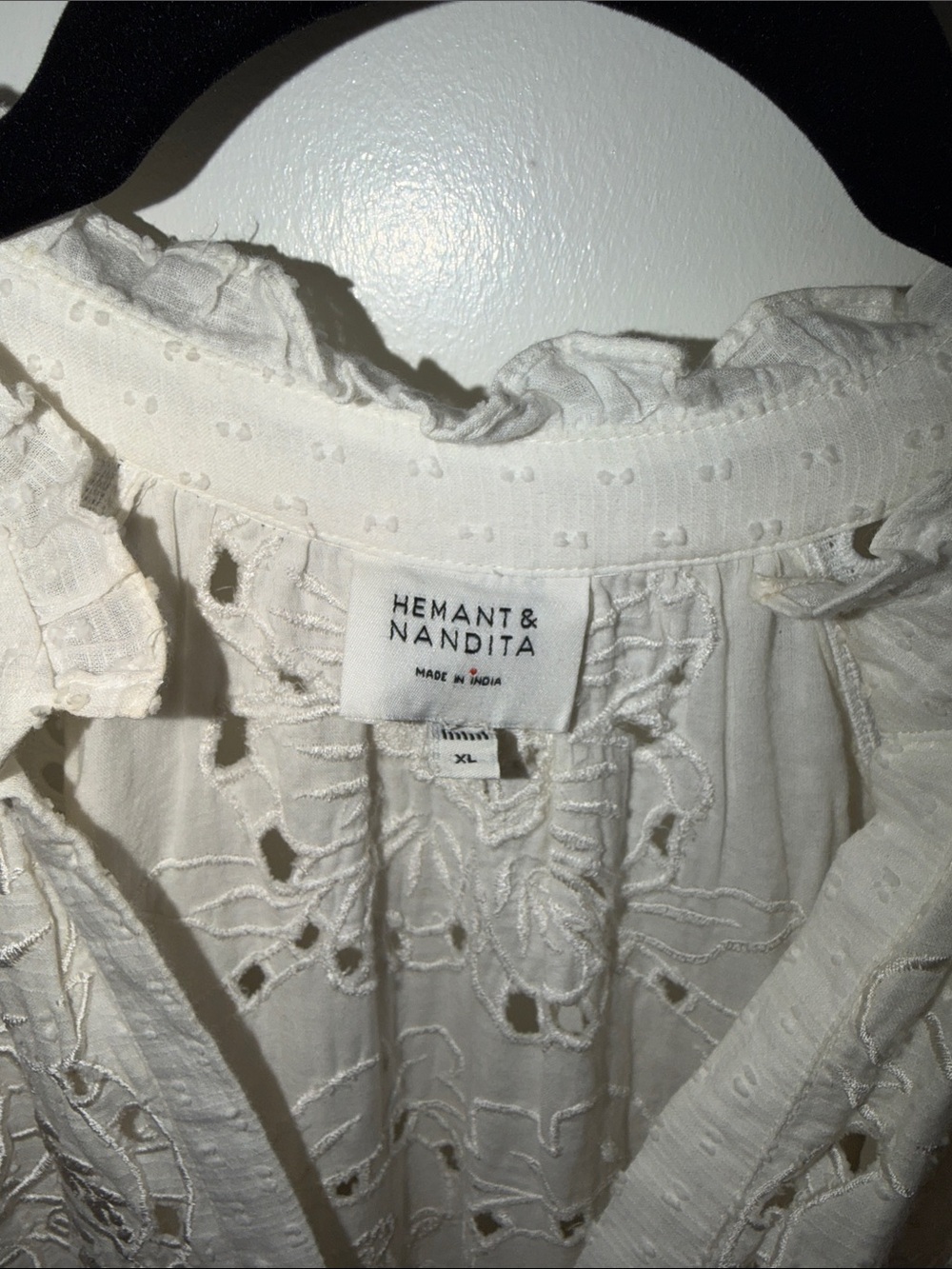 Hemant & Nandita White Embroidered Cotton Maxi Dress XL - Picture 2 of 6